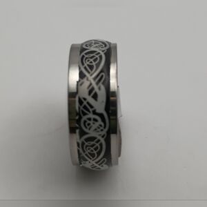 Men's Stainless Steel Black And White Motif Band Ring U.S Size 8.5